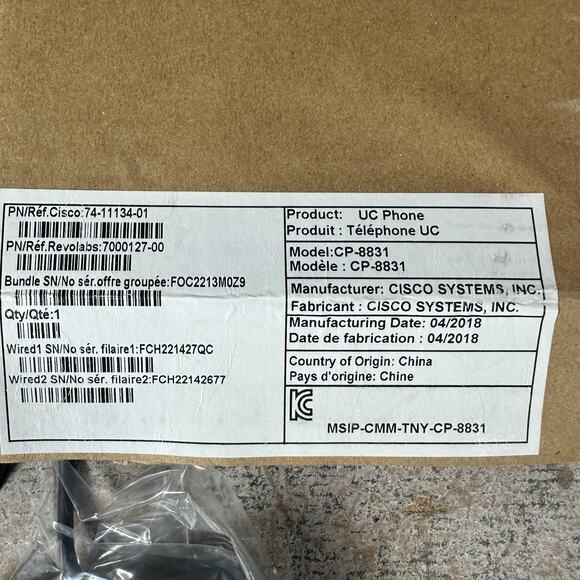 Cisco 8831 Wired Microphone Kit CP-MIC-WIRED-S 74-11134-01 (New Open) - Picture 6 of 7